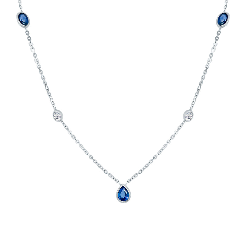 Sapphire and Diamond Station Necklace