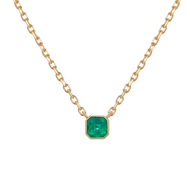 Bezel Set Emerald Necklace