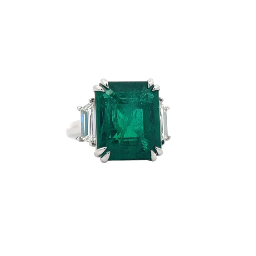 GIA Certified Emerald and Diamond Ring