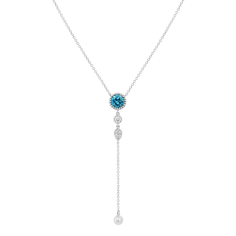 Blue Diamond Drop Style Necklace
