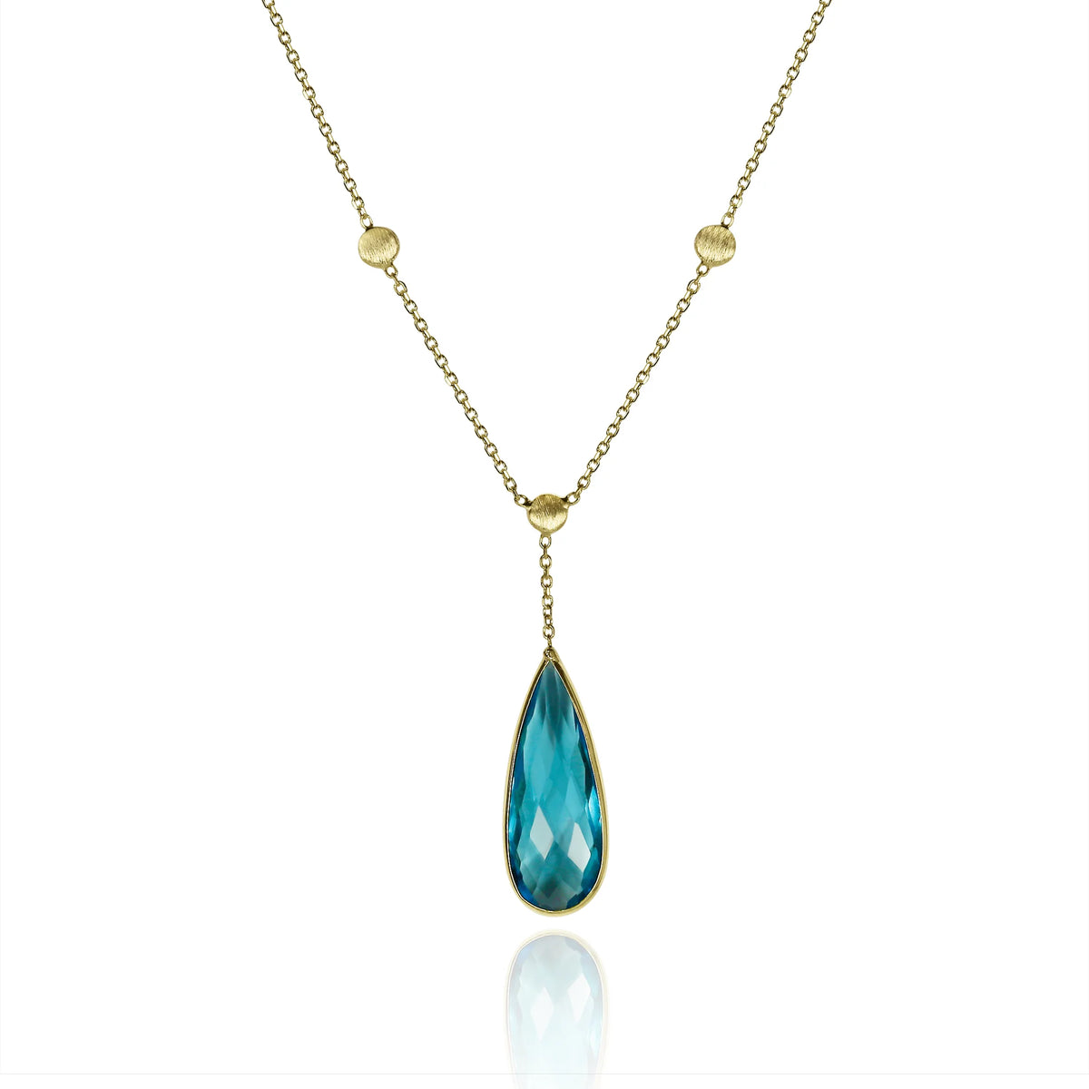 Blue Topaz Necklace with Textured Gold Stations