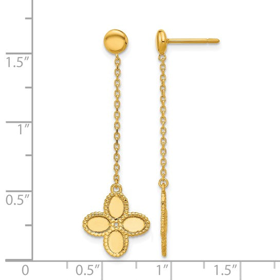 Gold Clover Drop Earrings