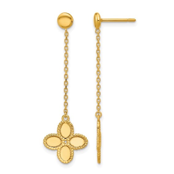 Gold Clover Drop Earrings