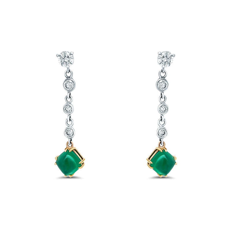 Cabochon Emerald Drop Earrings
