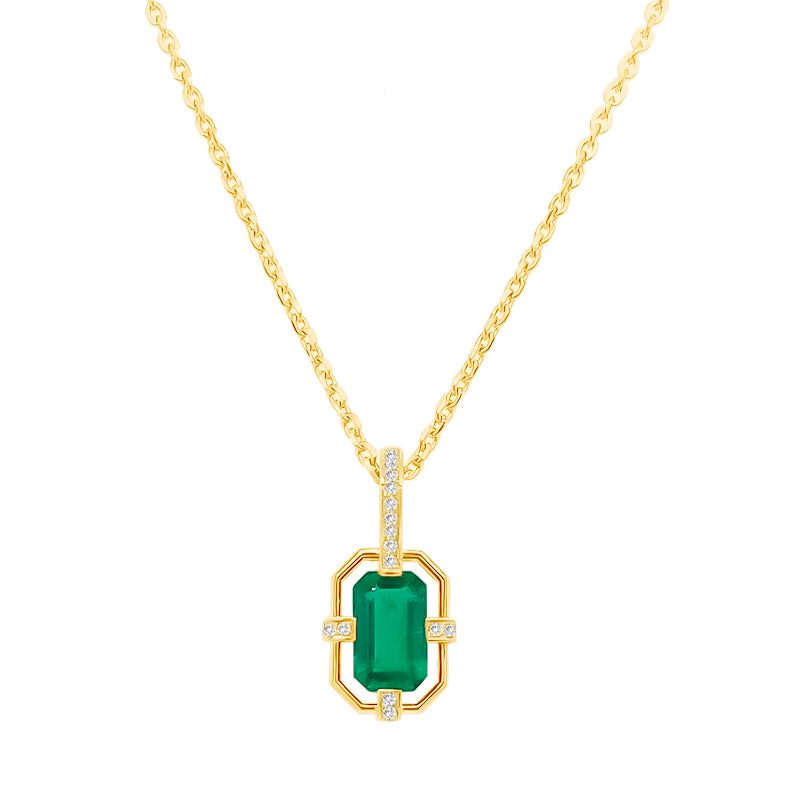 Emerald Open Metal Necklace