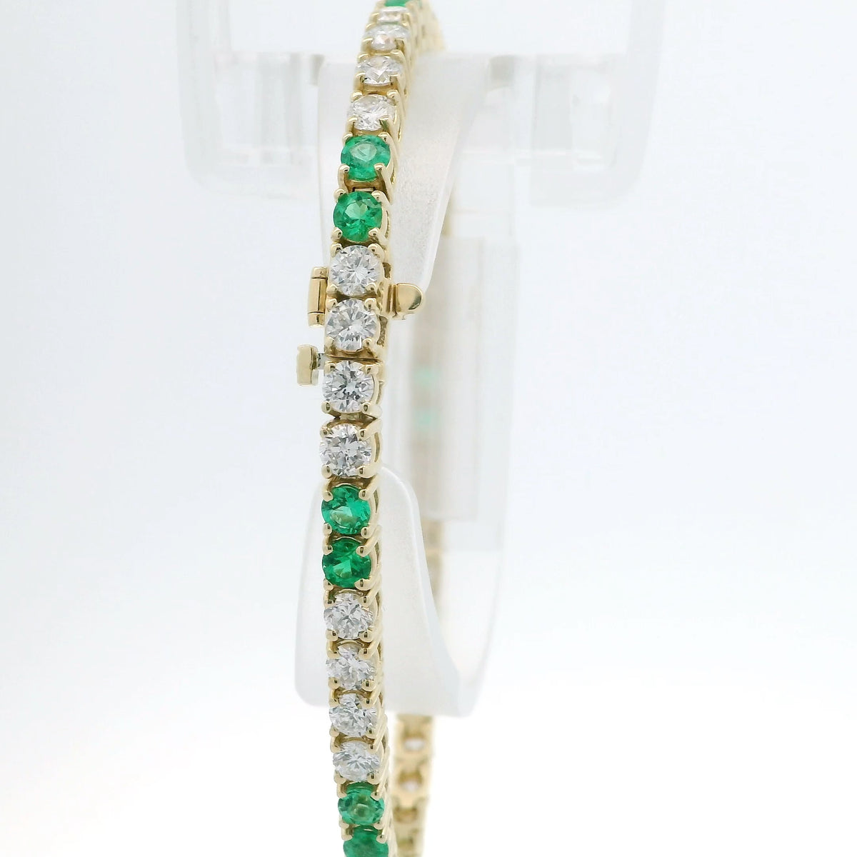 Emerald and Diamond Line Bracelet