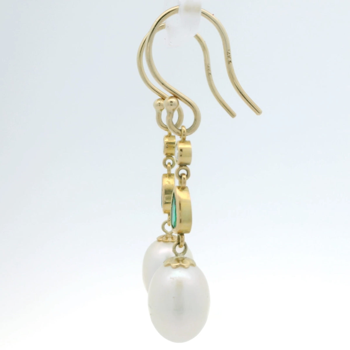 Emerald and Pearl Drop Earrings