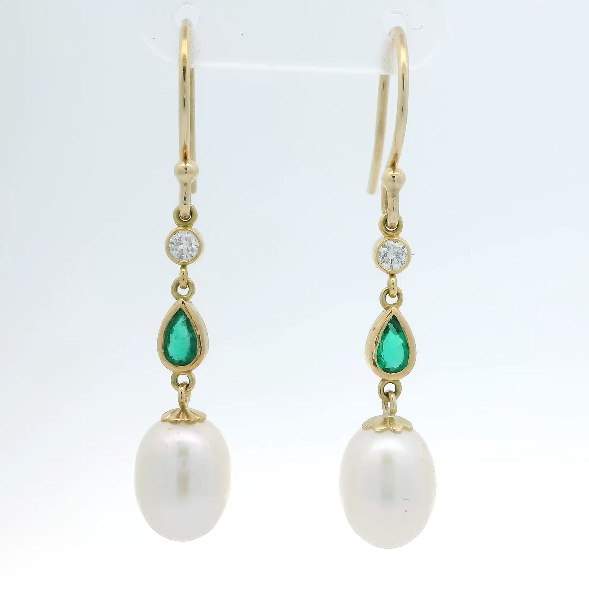 Emerald and Pearl Drop Earrings
