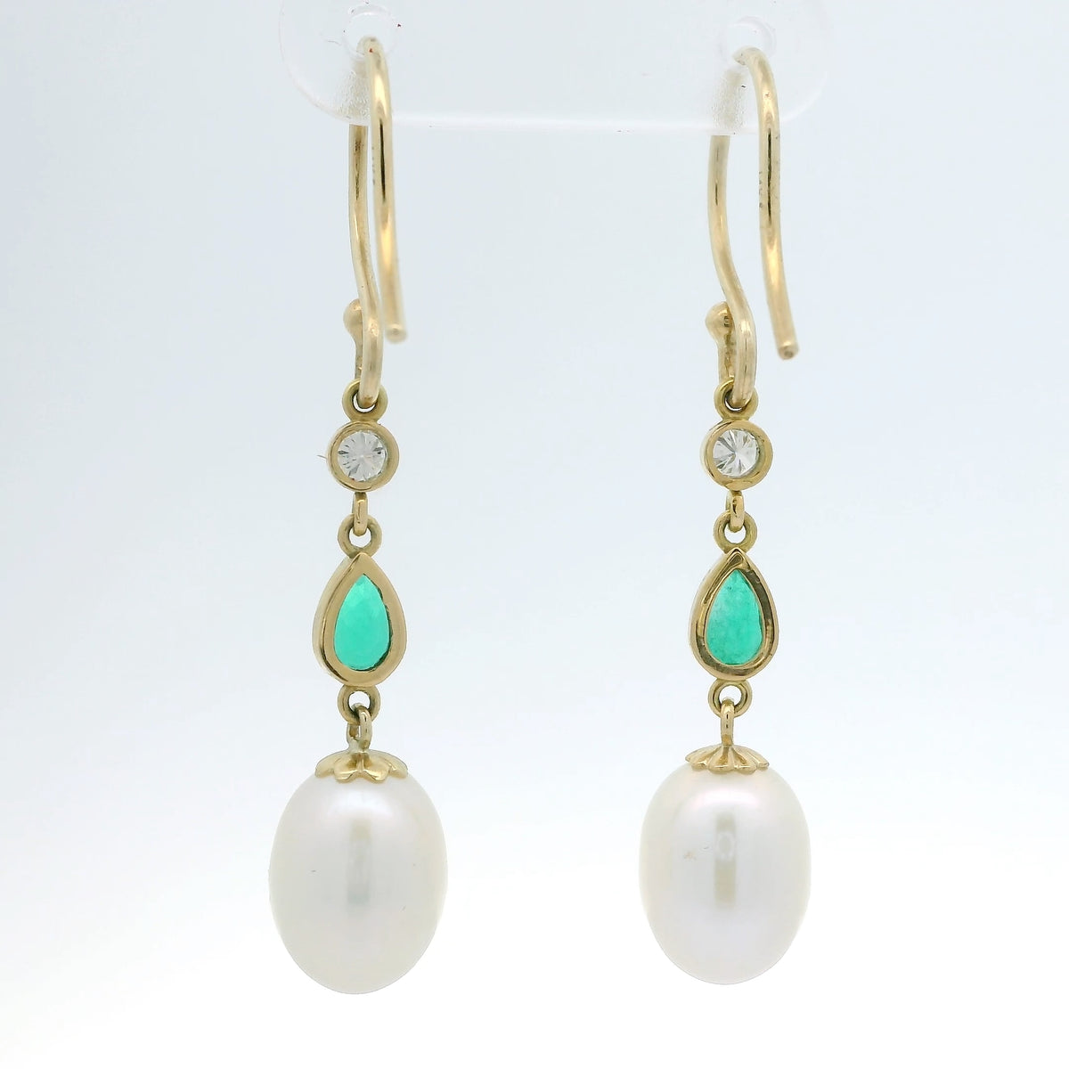 Emerald and Pearl Drop Earrings