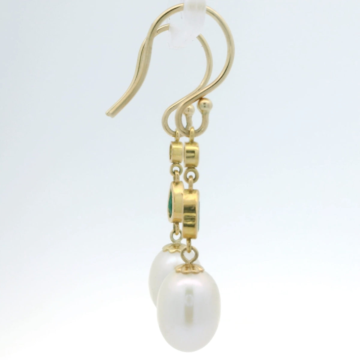 Emerald and Pearl Drop Earrings