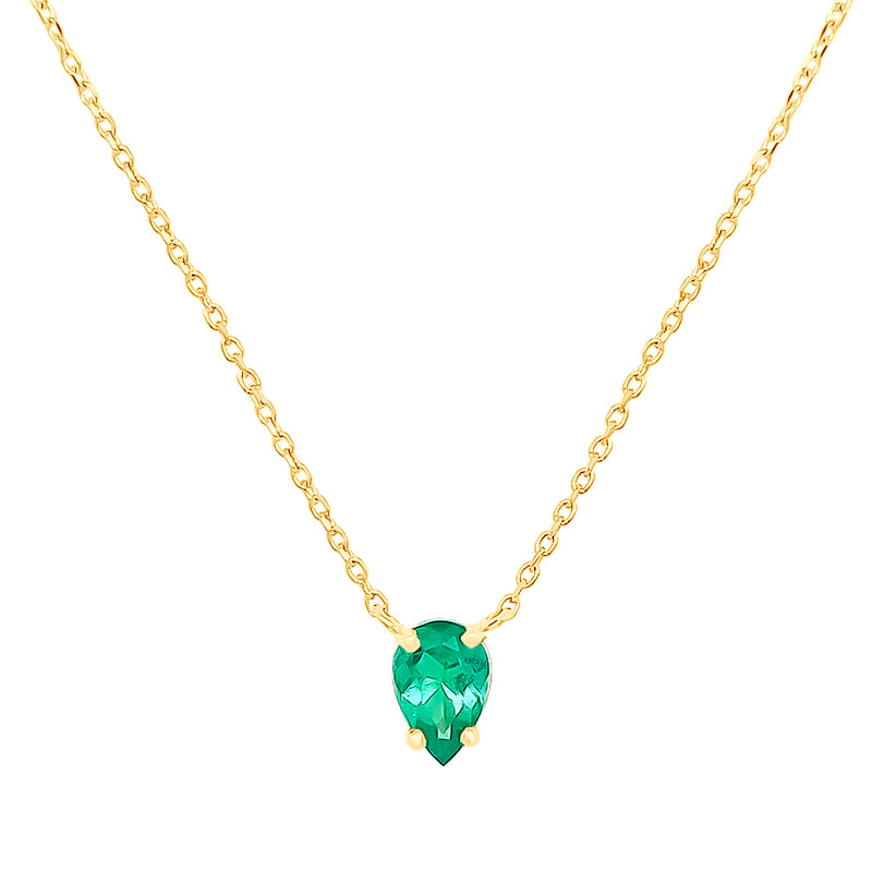 Emerald solitaire sale necklace