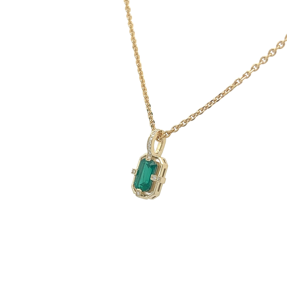 Open Metal Emerald Necklace