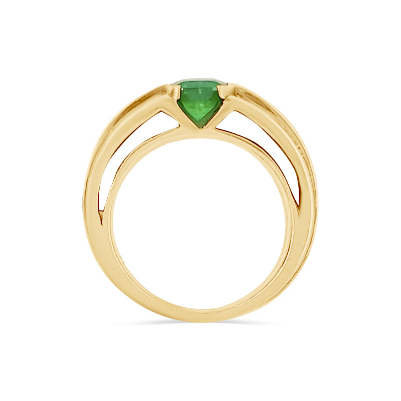 Men's Open Metal Work Emerald Ring