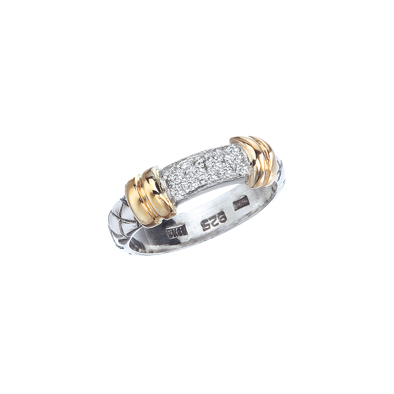 Two Tone Ring with Diamonds