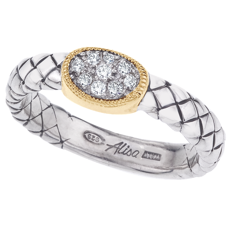 Two Tone Ring with Diamonds