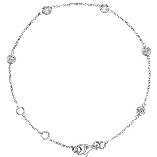 Bezel Set Diamond Station Bracelet