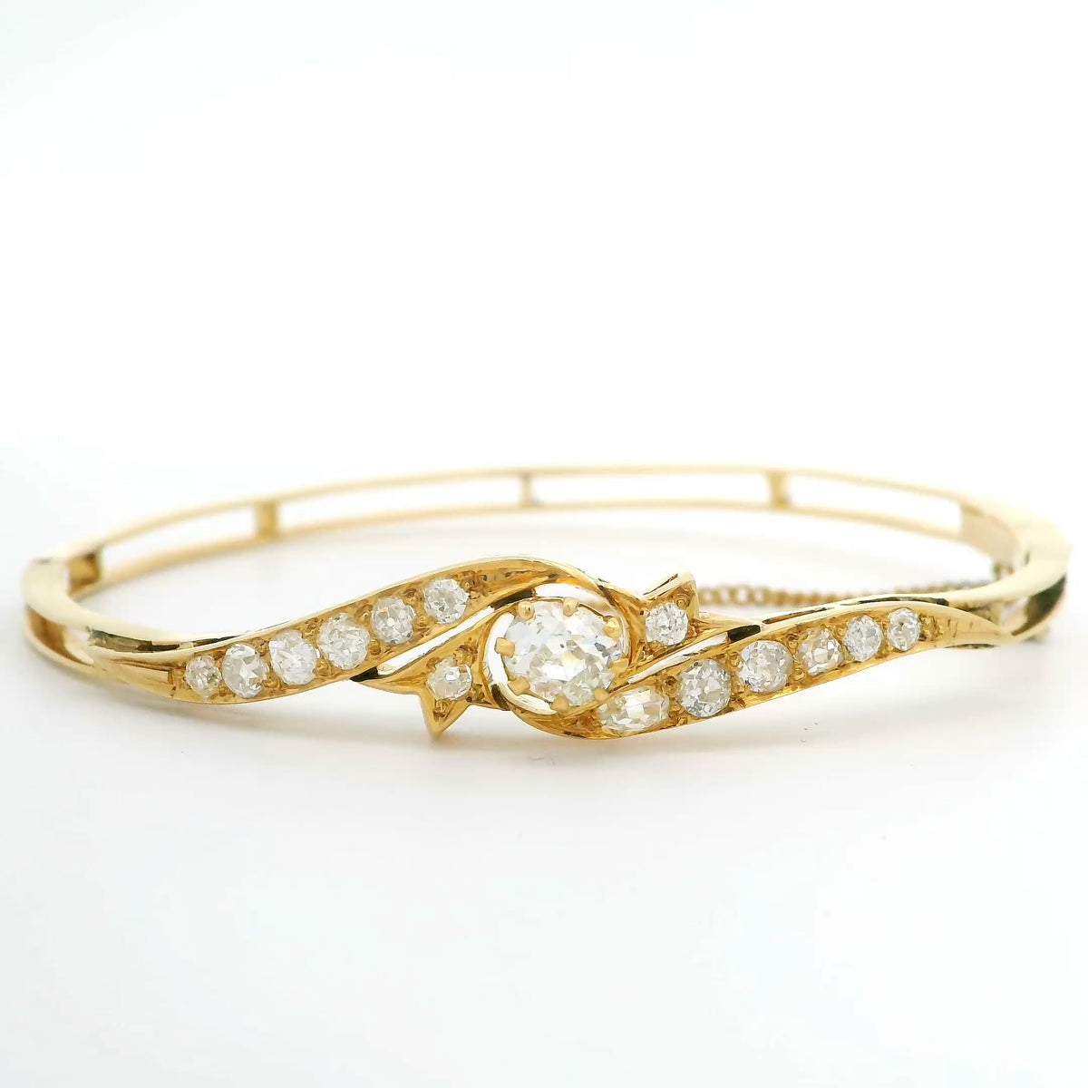 Vintage Old Mine Diamond Hinge Bangle