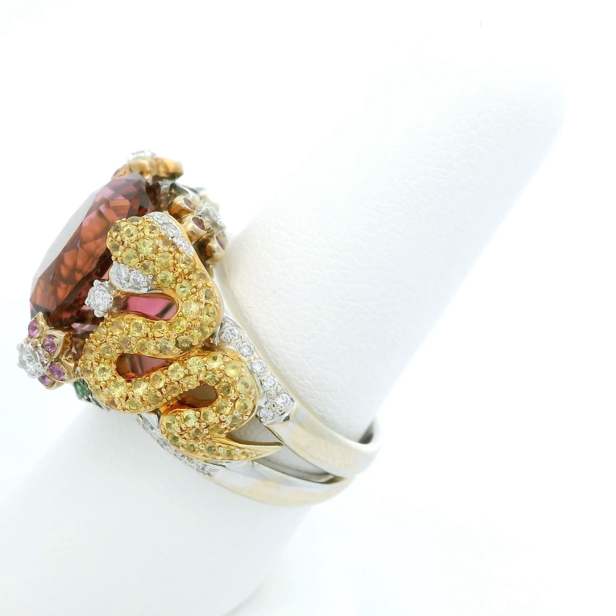 Unique Snake Motif Pink Tourmaline Ring