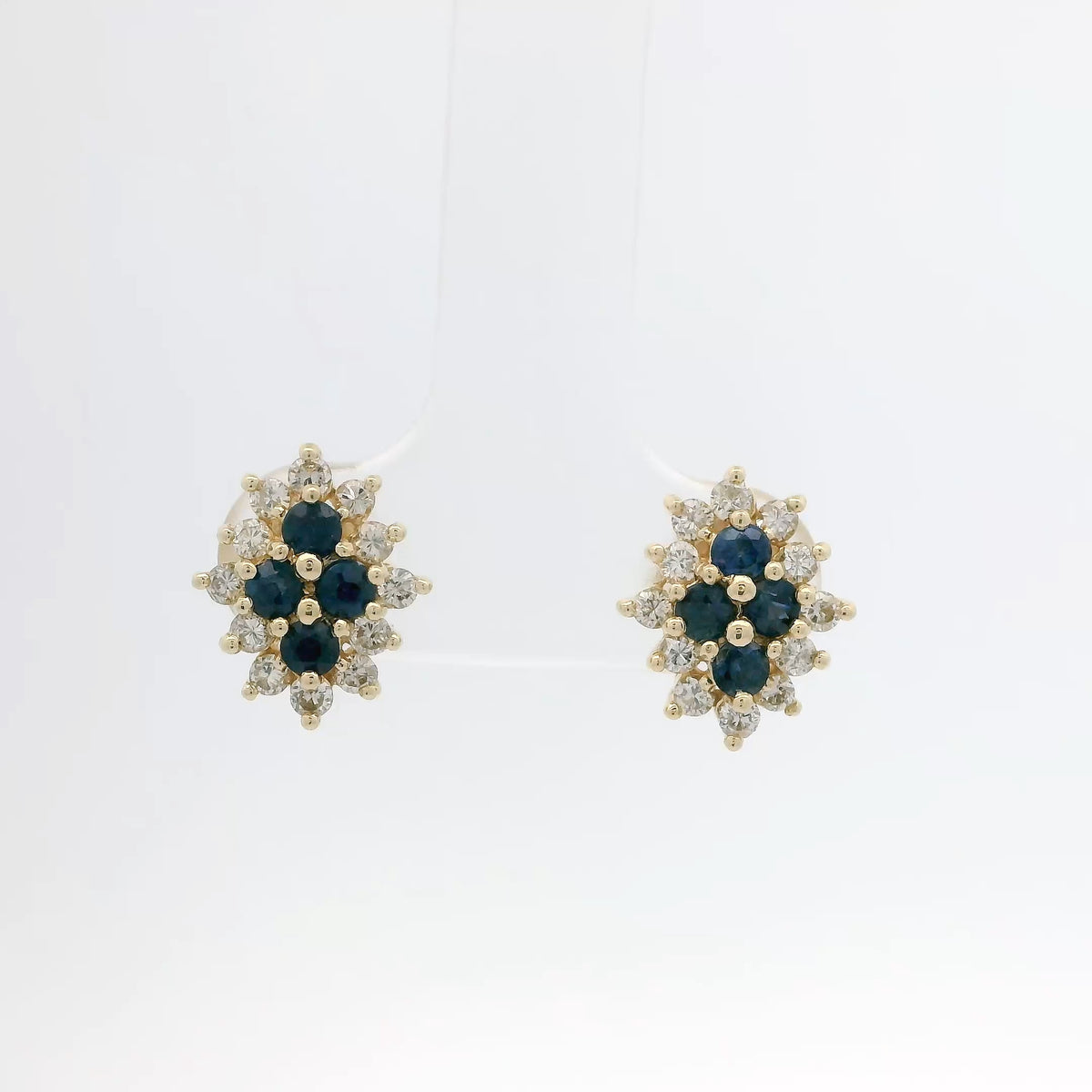 Sapphire and Diamond Cluster Studs