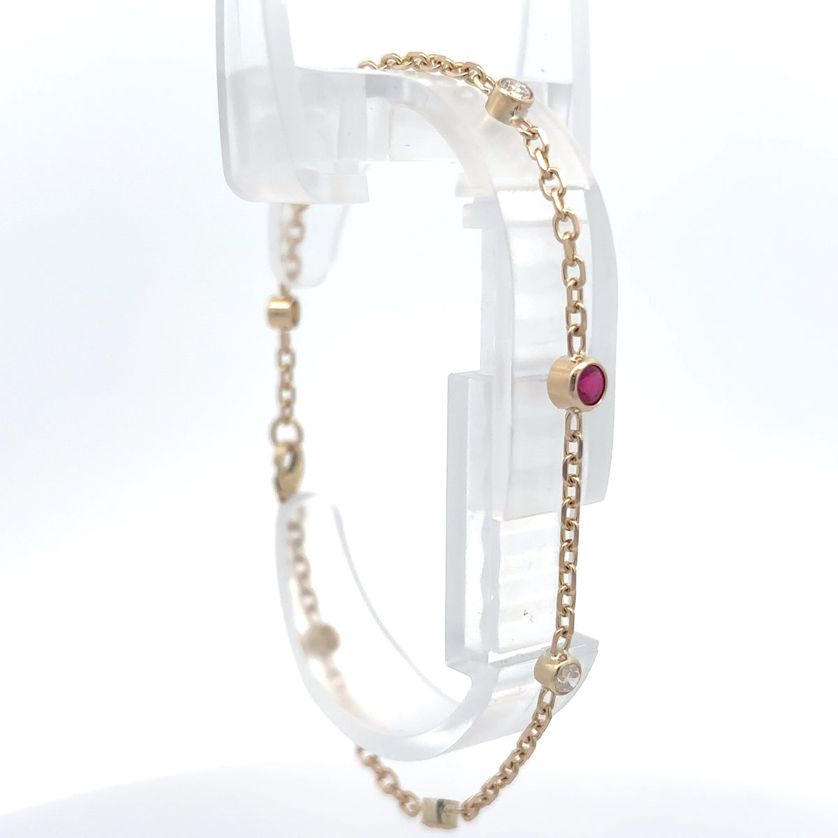 Ruby and Diamond Station Bracelet