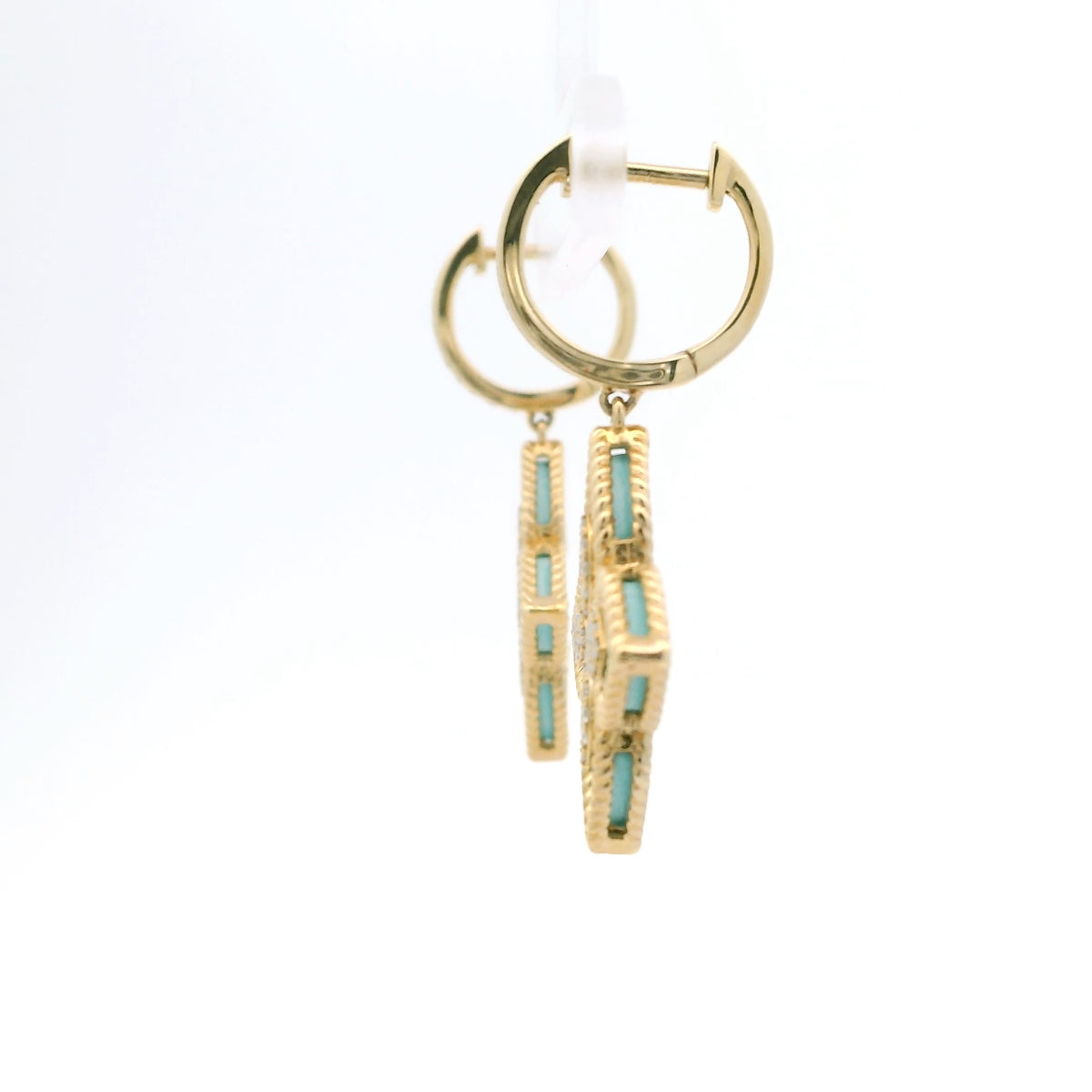 Turquoise and Diamond Dangle Earrings
