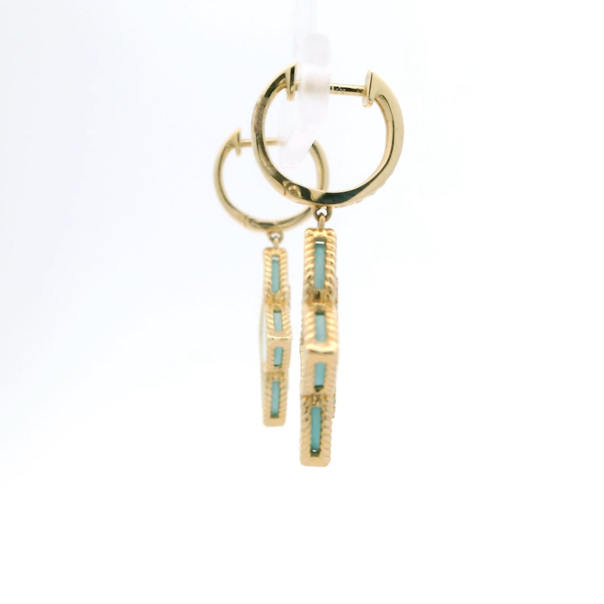 Turquoise and Diamond Dangle Earrings