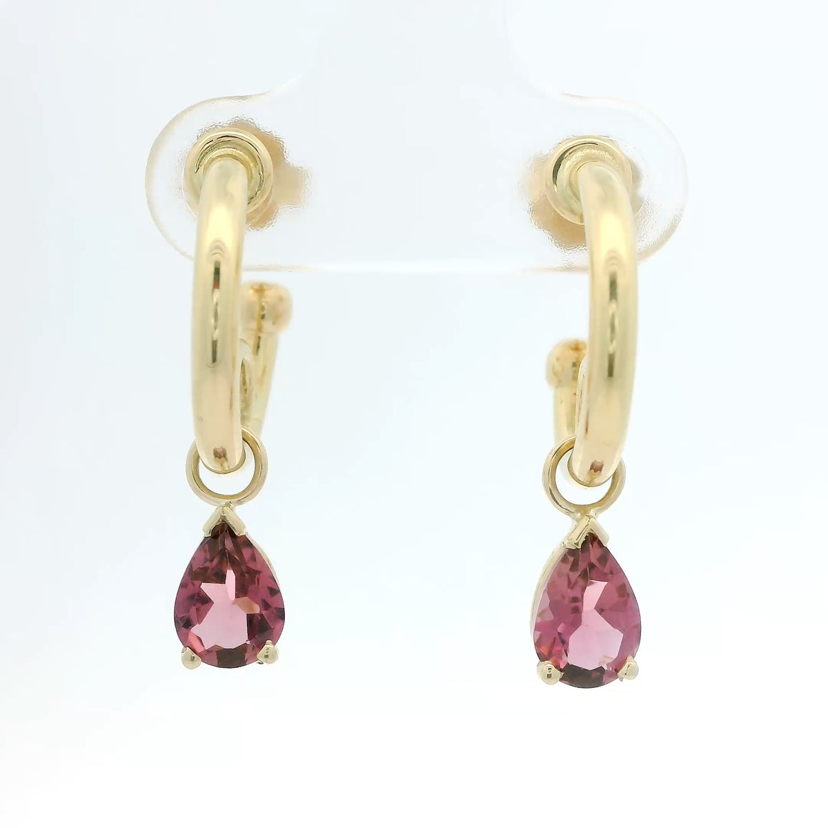 Hoops with Pink Tourmaline Dangle
