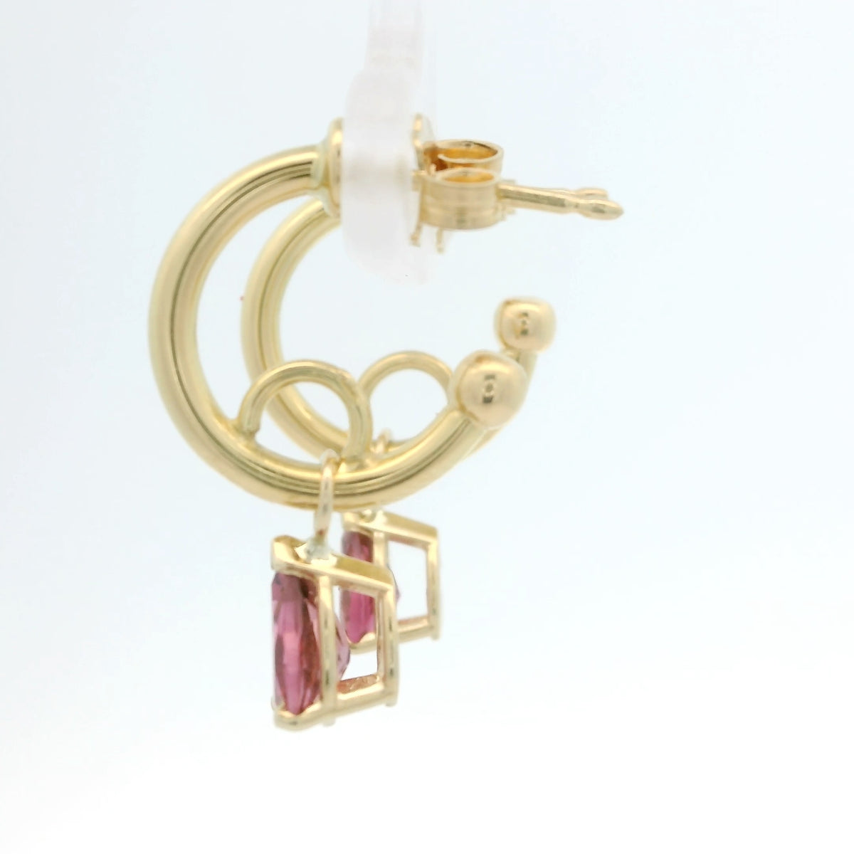 Hoops with Pink Tourmaline Dangle