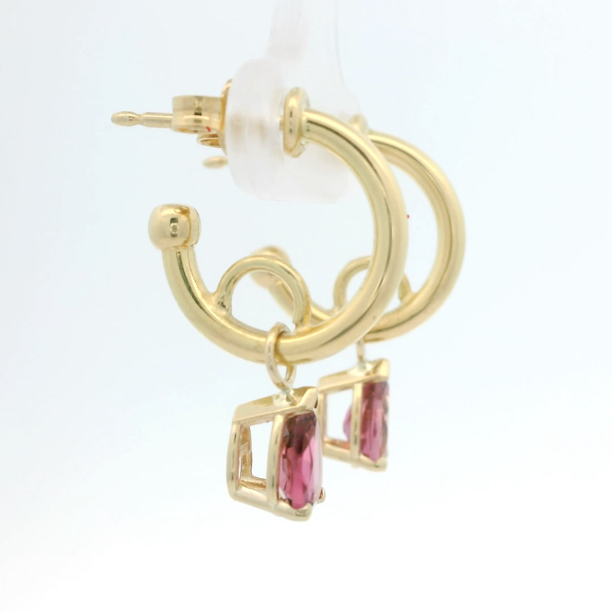 Hoops with Pink Tourmaline Dangle