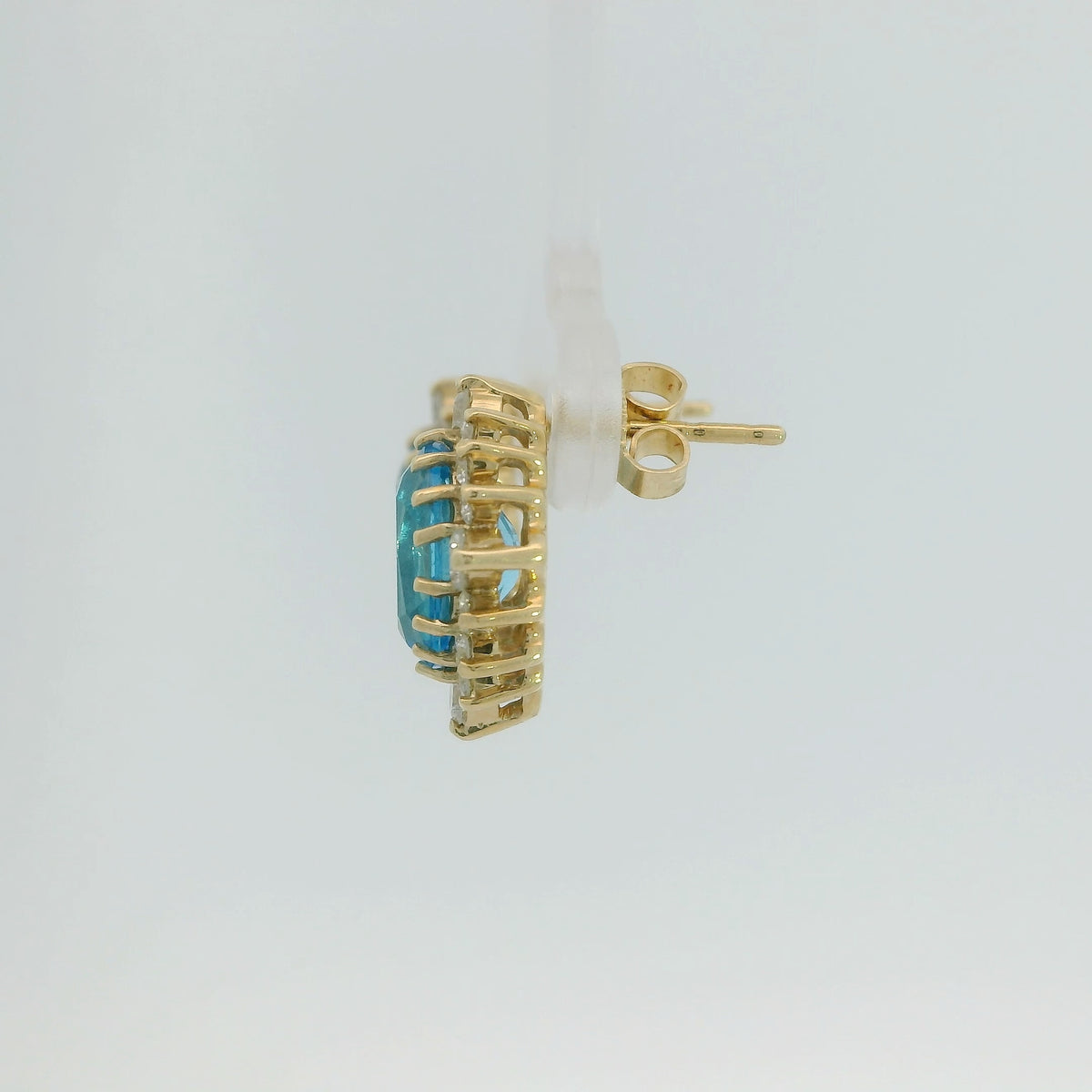 Blue Topaz Earrings with Diamond Halo