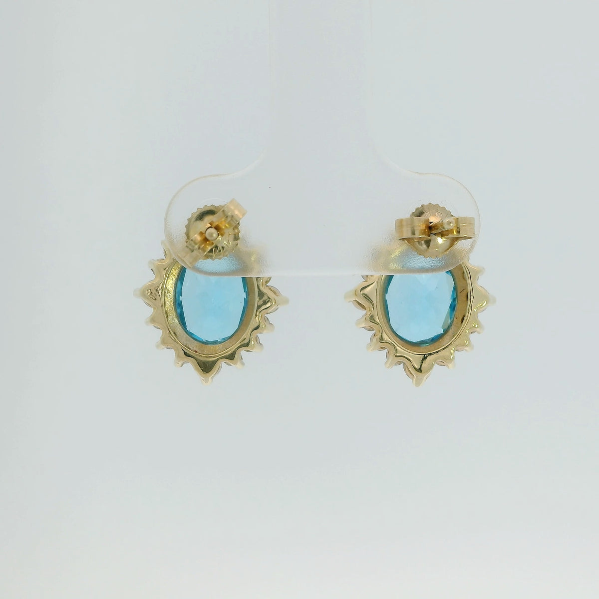 Blue Topaz Earrings with Diamond Halo
