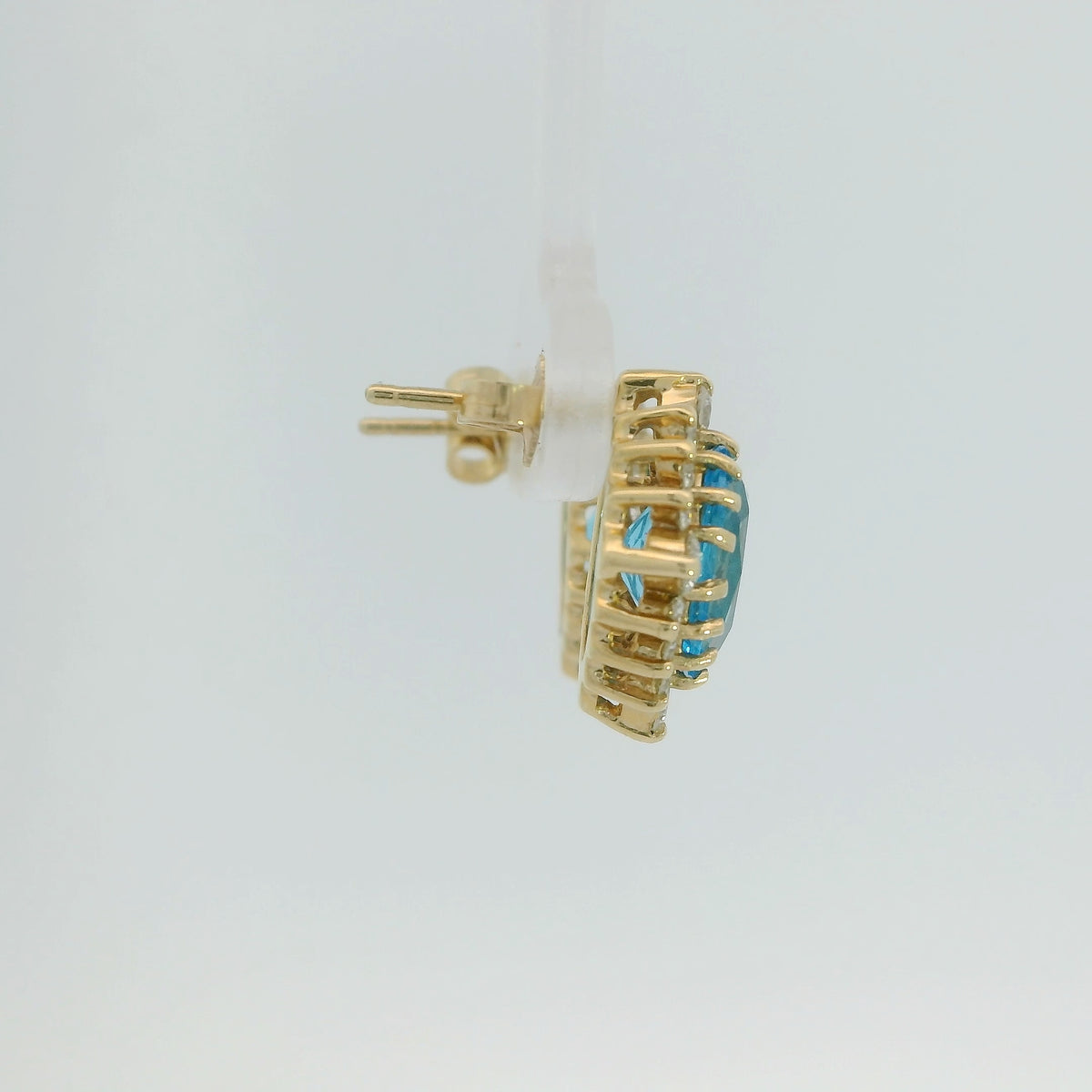 Blue Topaz Earrings with Diamond Halo