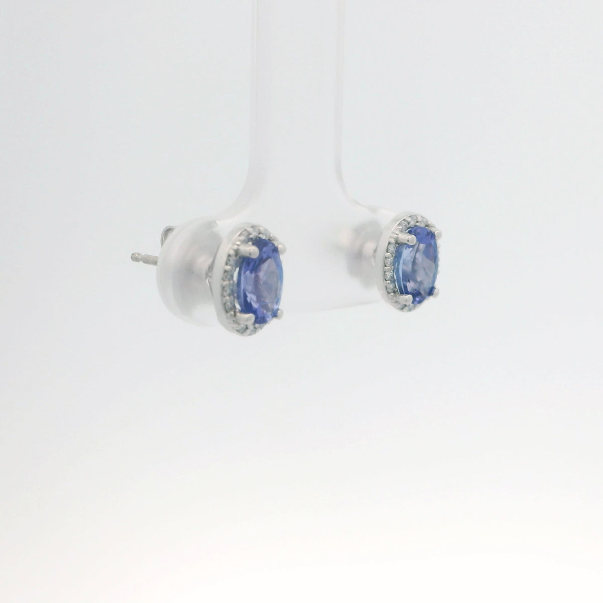 Tanzanite Studs with Diamond Halo