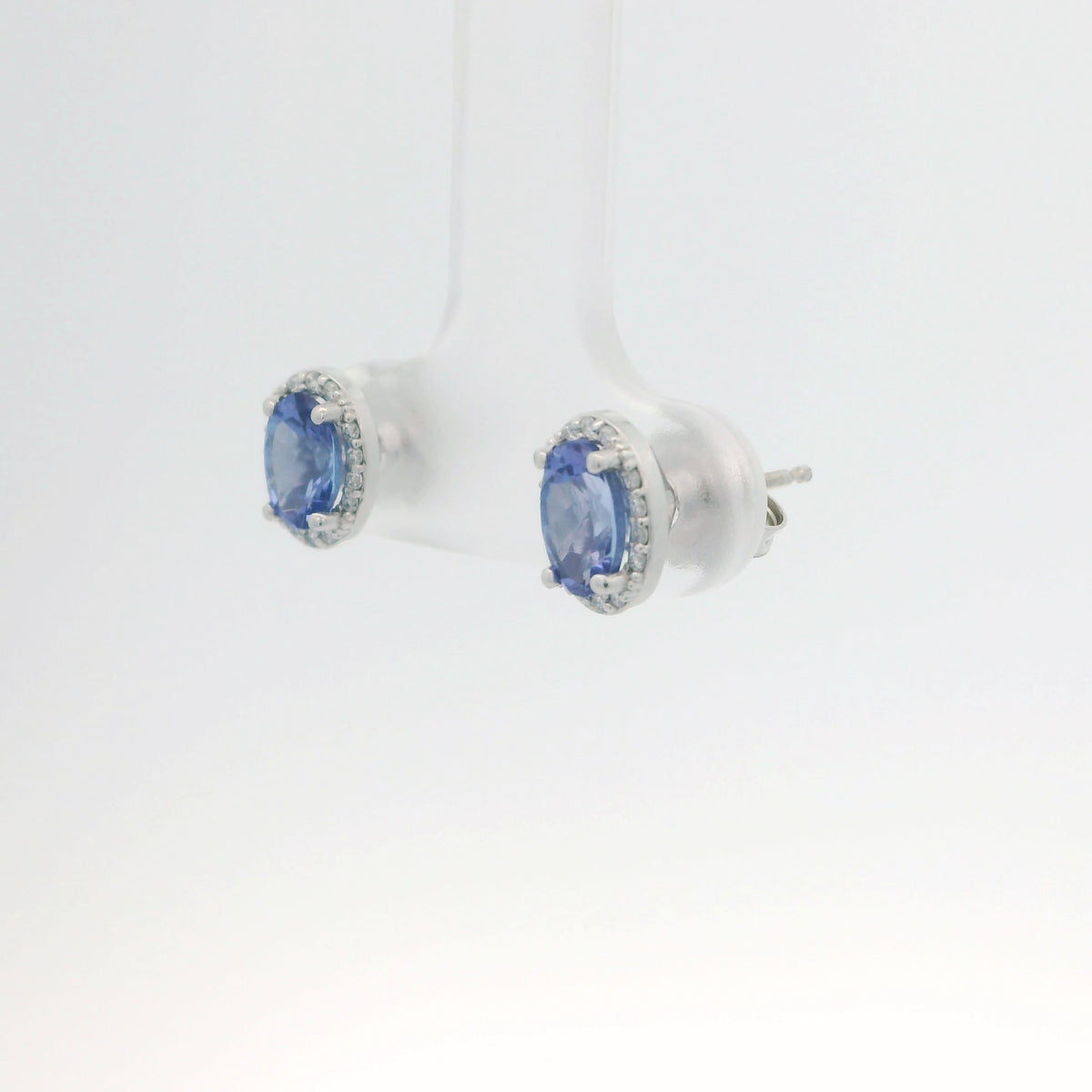 Tanzanite Studs with Diamond Halo