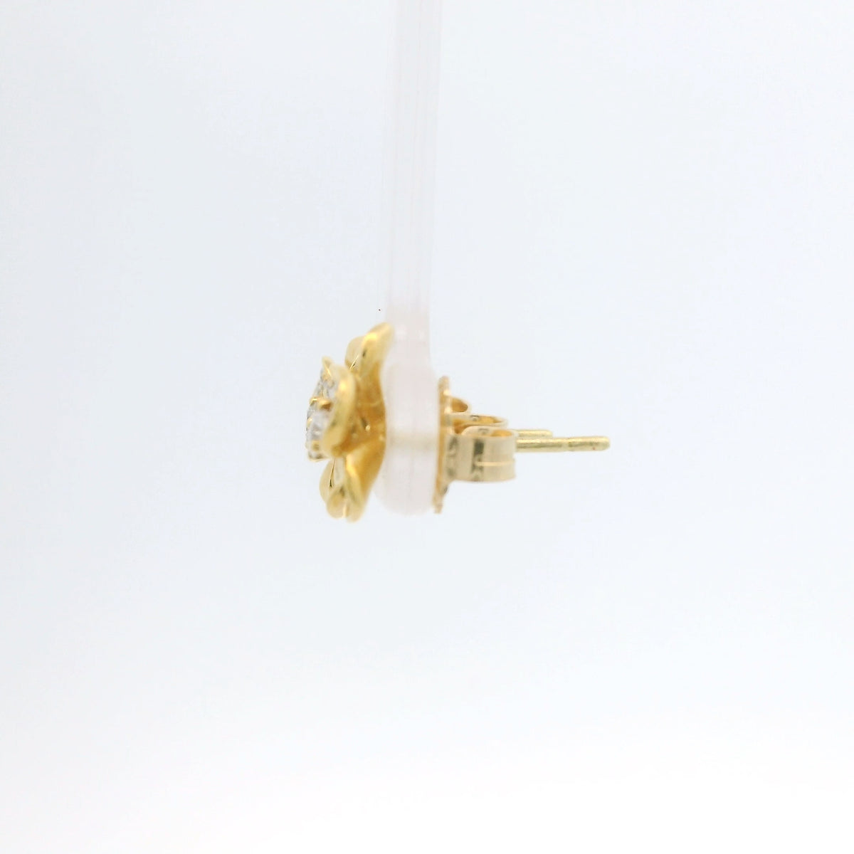 Yellow Gold & Diamond Flower Stud Earrings