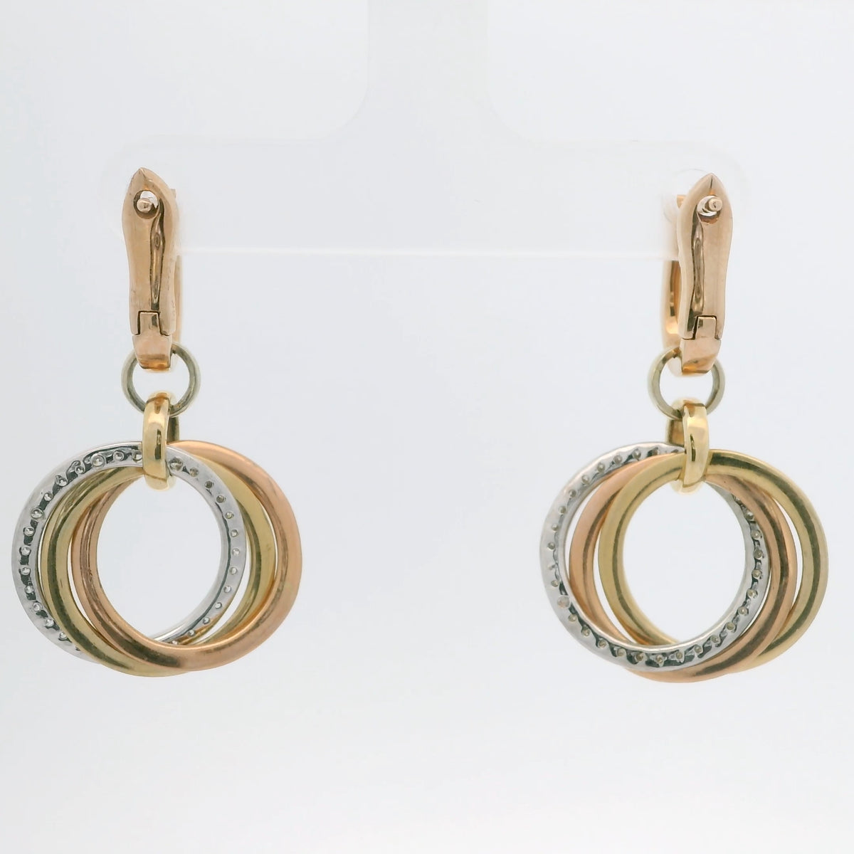 Three Tone Circle Drop Earrings