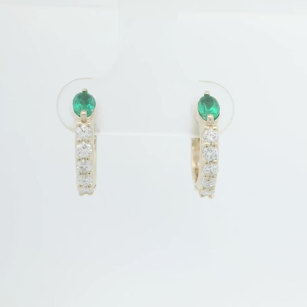 Emerald and Diamond Hoops