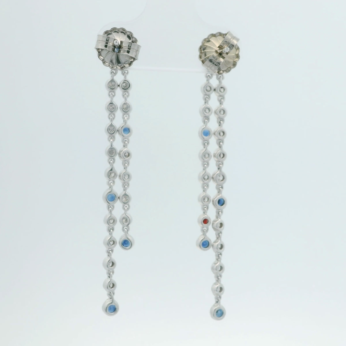Sapphire and Diamond Bezel Set Drop Studs