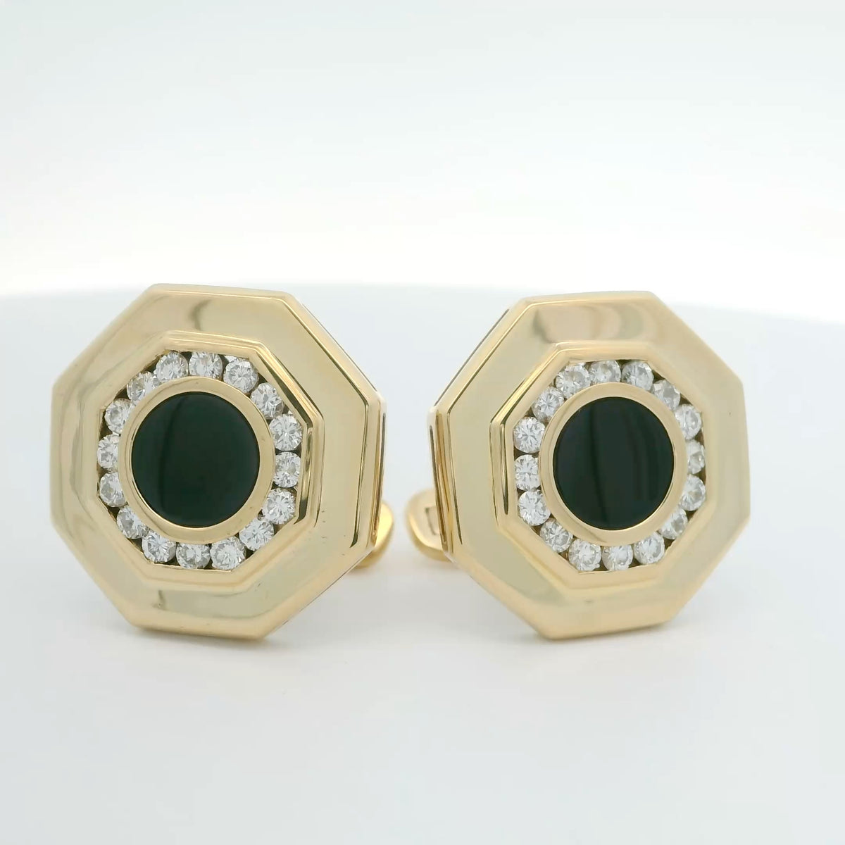 Onyx & Diamond Gold Cufflinks