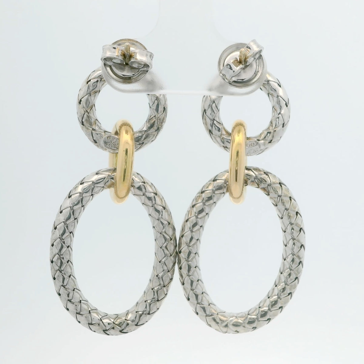 Two Tone Drop Circle Earrings