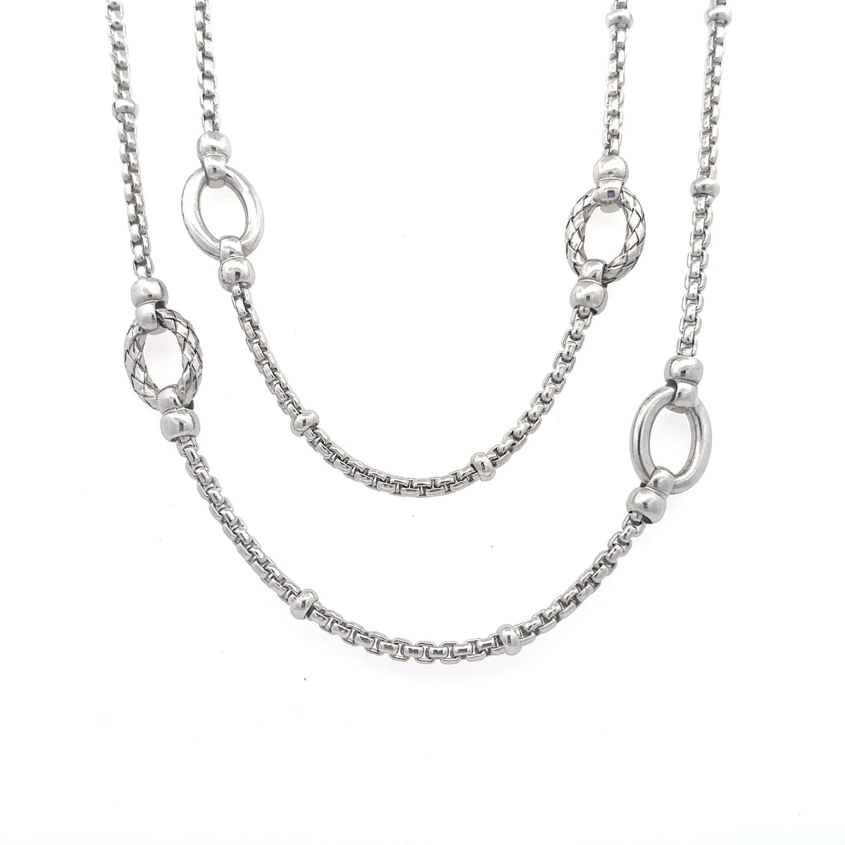 Silver Oval Stations Necklace