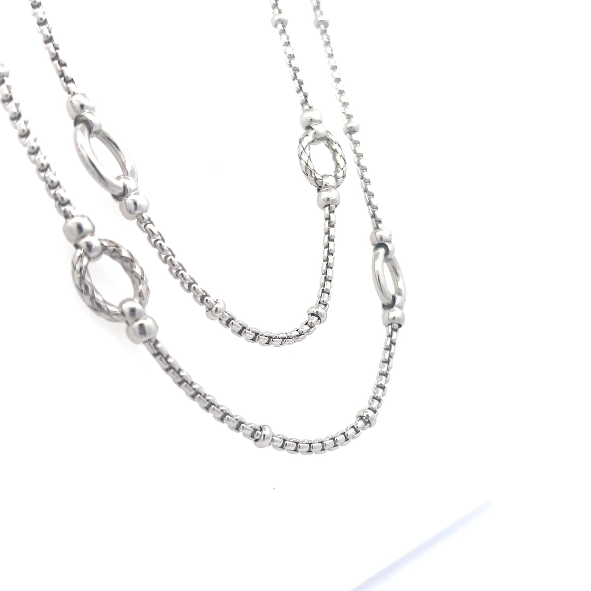 Silver Oval Stations Necklace