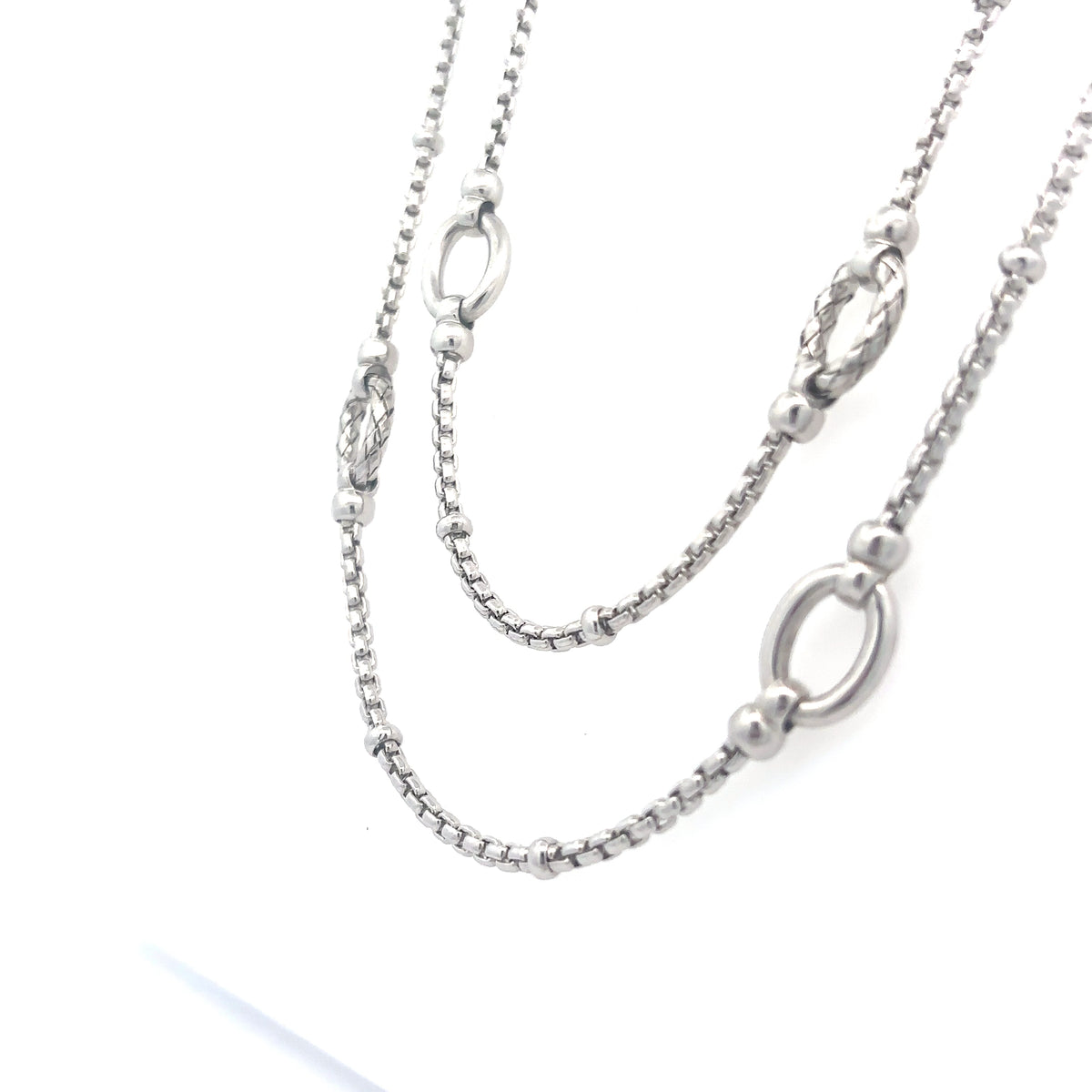 Silver Oval Stations Necklace