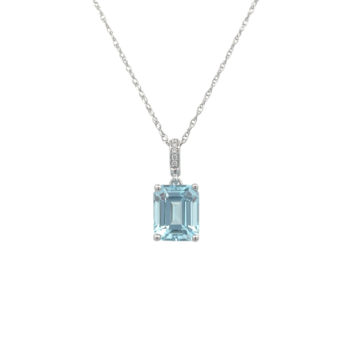 Emerald Cut Blue Topaz Pendant