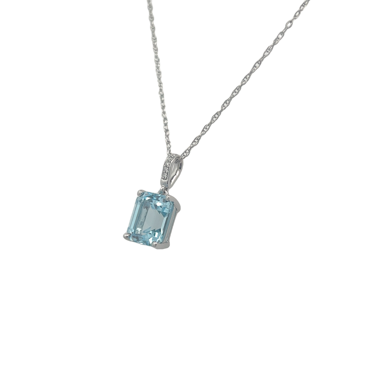 Emerald Cut Blue Topaz Pendant