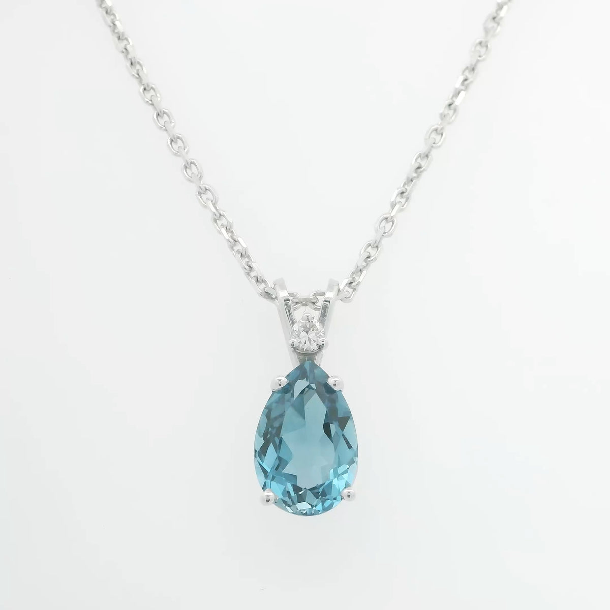 Blue Topaz and Diamond Necklace