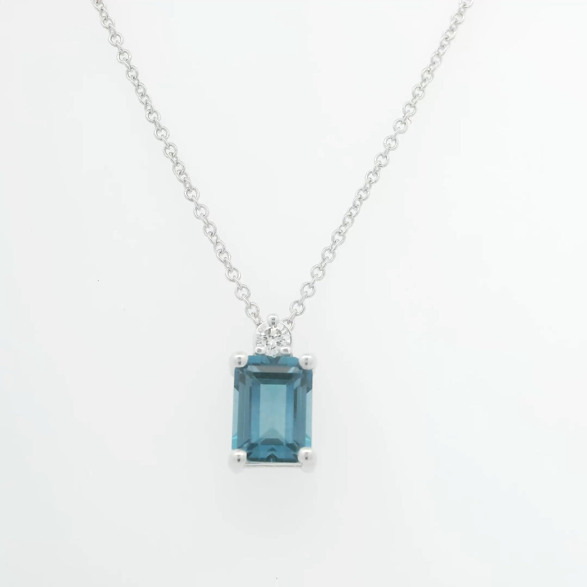 Blue Topaz and Diamond Necklace