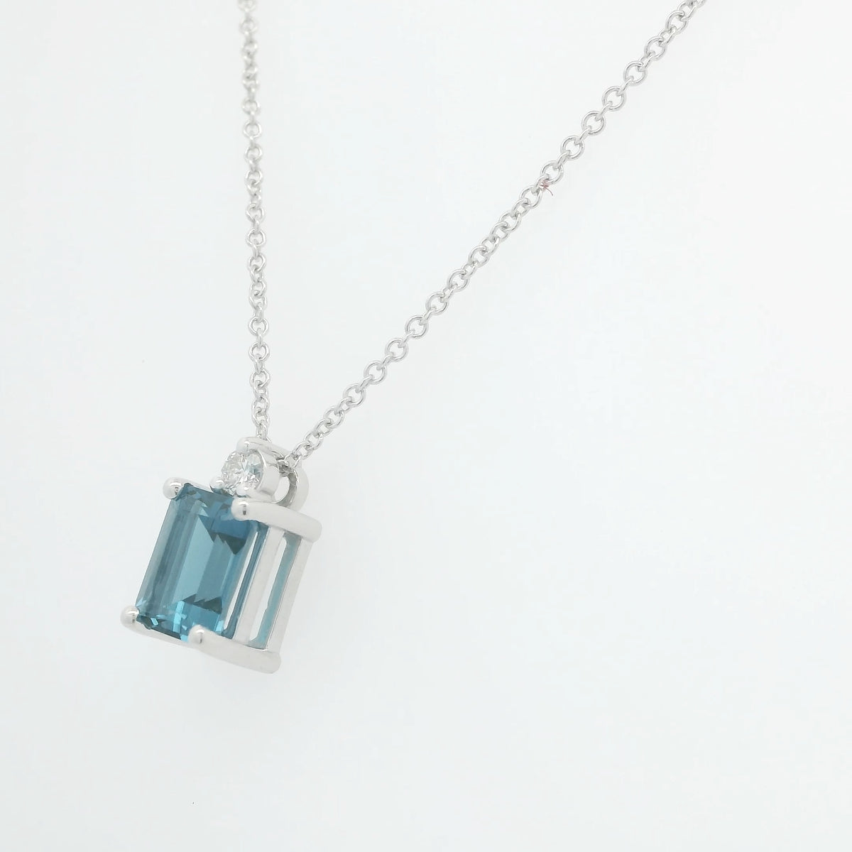 Blue Topaz and Diamond Necklace