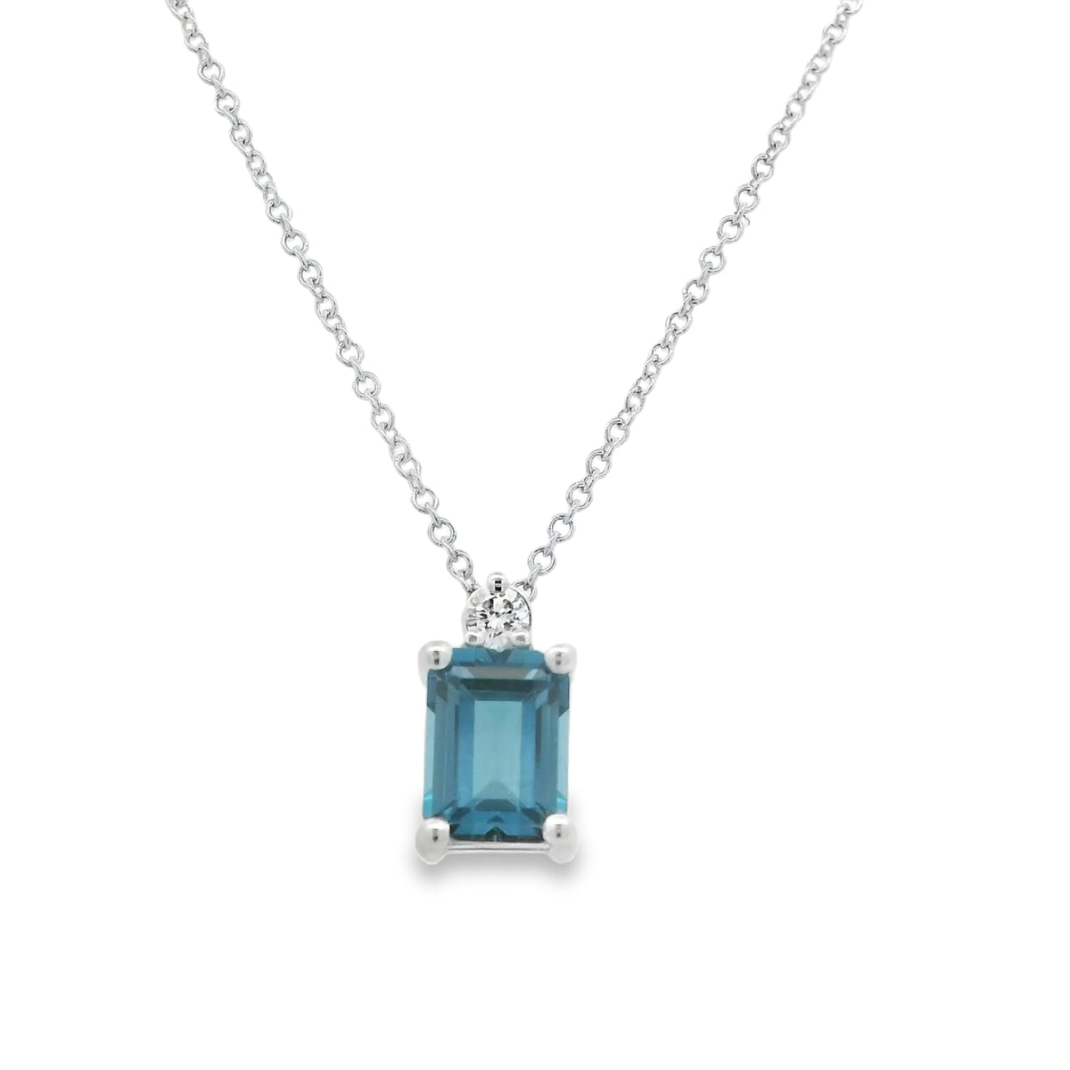 Blue Topaz and Diamond Necklace