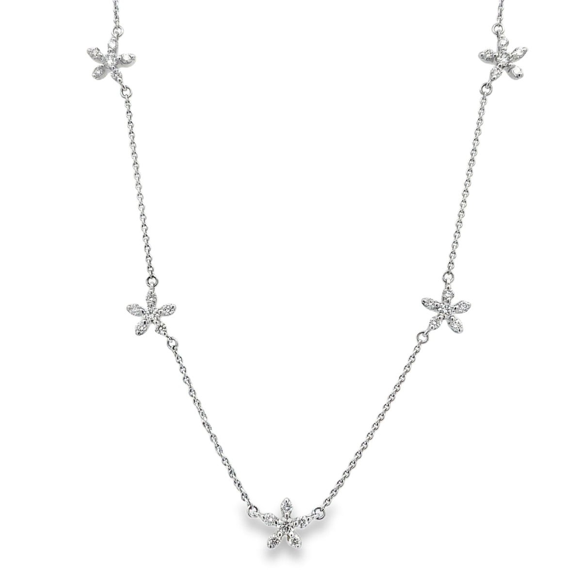 Floral Inspired Diamond Station Necklace